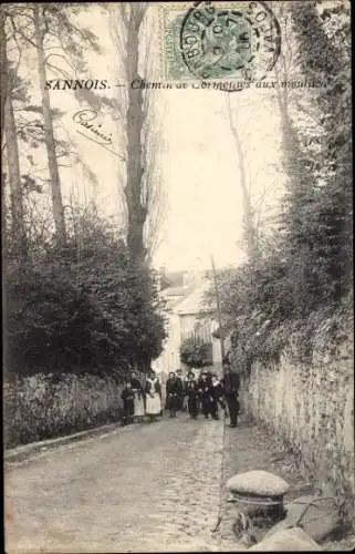 Ak Sannois Val d’Oise, Chemin de Cormeilles aux Moulins