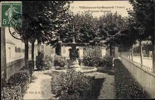 Ak Villeneuve la Guyard Yonne, La Fontaine Regnoul