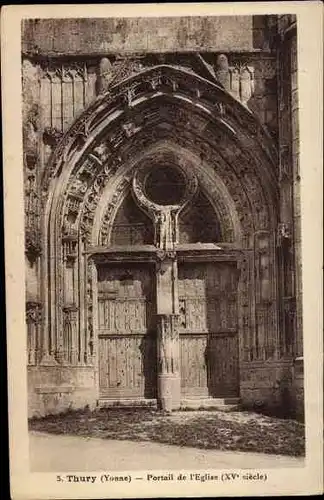 Ak Thury Yonne, Portail de l´Église