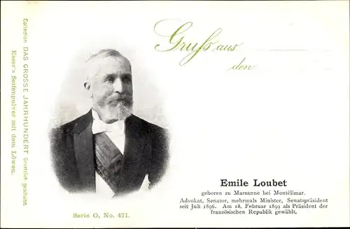 Ak Emile Loubet, President de la Republique Francaise