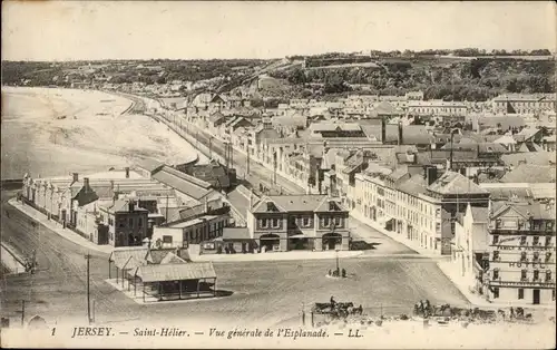 Ak Heliers Jersey Kanalinseln, Vue generale de l'Esplanade