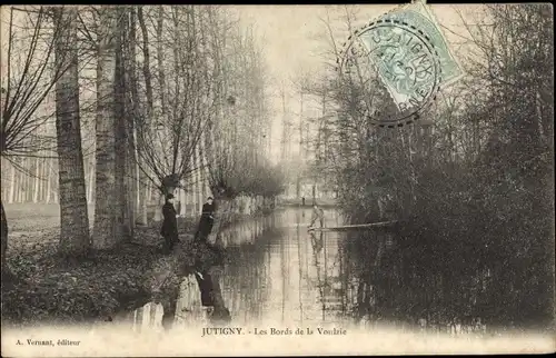Ak Jutigny Seine et Marne, Les Bords de la Voulzie
