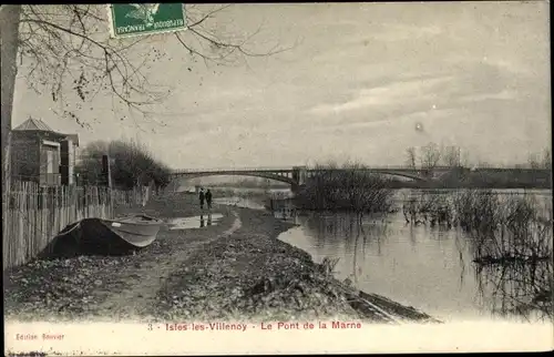 Ak Isles les Villenoy Seine et Marne, Le Pont de la Marne