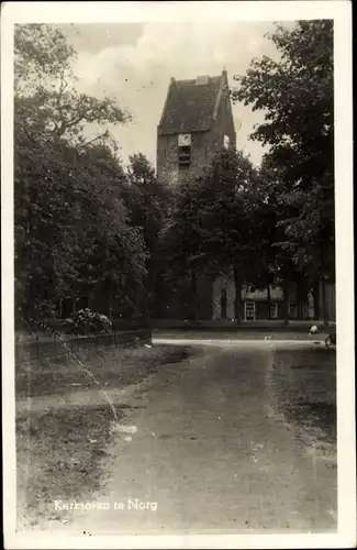 Ak Norg Drenthe Niederlande, Kerktoren, Kirchturm