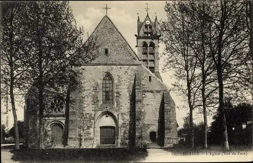 Ak Hericy Seine et Marne, L´Eglise, Vue de Face