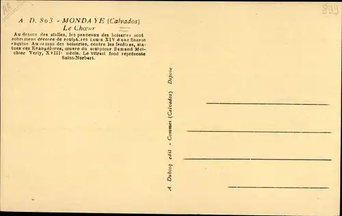 Ak Juaye-Mondaye Calvados, Choeur de l´Abbaye Saint Martin