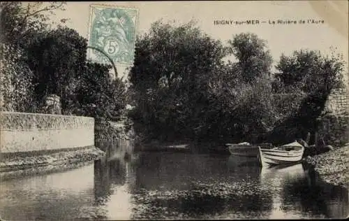 Ak Isigny sur Mer Calvados, Rivière de l´Aure