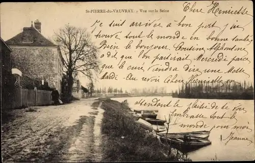 Ak Saint Pierre du Vauvray Eure, Vue sur la Seine