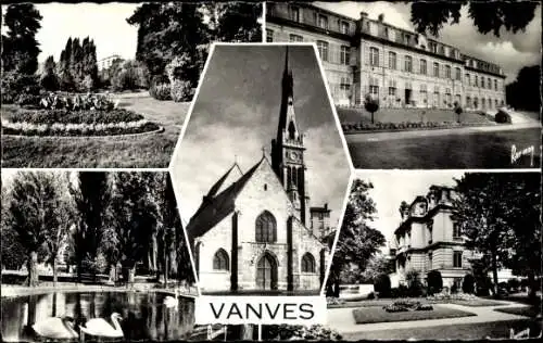 Ak Vanves Hauts de Seine, Parc, Lycée, Église, Mairie