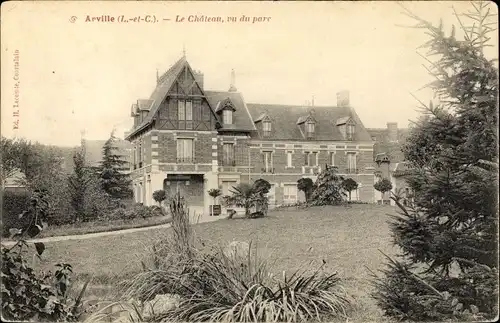 Ak Arville Loir et Cher, Le Château, vu du parc