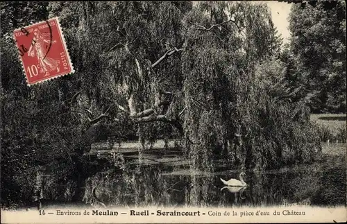 Ak Rueil Seraincourt Val d´Oise, Coin de la Pièce d´Eau du Château