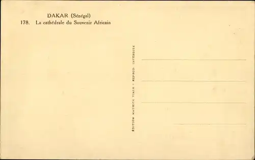 Ak Dakar Senegal, Le cathedrale du Souvenir Africain