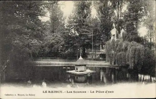 Ak Le Raincy Seine Saint Denis, Les Sources, La Pièce d´Eau