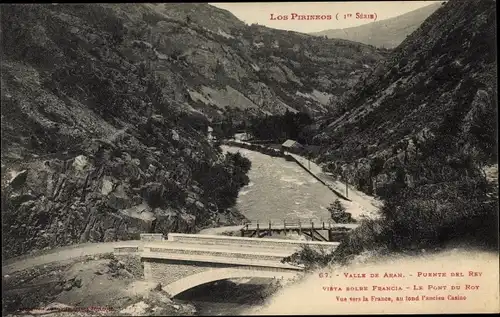 Ak Val d’Aran Katalonien, Los Pirinkos, Valle de Aran, Le Pont du Roy