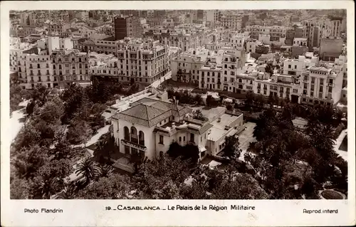 Ak Casablanca Marokko, Le Palais de la Région Militaire, Vogelschau