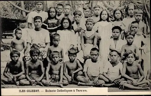 Ak Iles Gilbert Gilbertinseln Kiribati, Enfants Catholiques à Tarawa