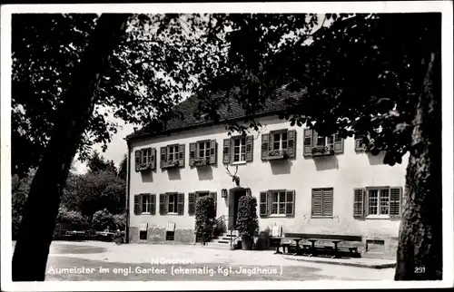 Ak München, Gaststätte Aumeister am englischen Garten, Außenansicht