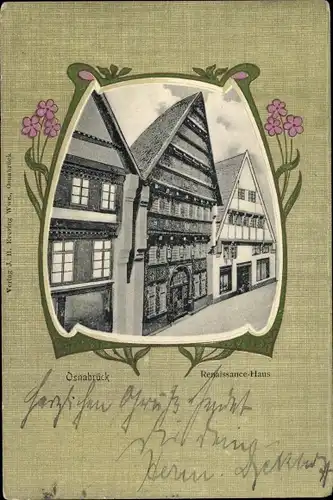 Jugendstil Passepartout Ak Osnabrück in Niedersachsen, Renaissancehaus