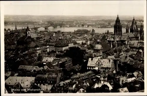 Ak Mainz am Rhein, Stadtansicht vom Stephansturm aus