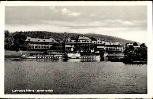 Ak Dresden Pillnitz Elbe, Wasserpalais, Salondampfer
