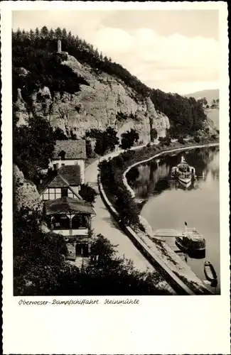 Ak Hameln in Niedersachsen, Oberweser-Dampfschifffahrt, Steinmühle