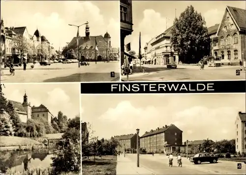 Ak Finsterwalde in der Niederlausitz, Am Markt, Thälmannstraße, Postamt, Schloss, Otto Buschke Str