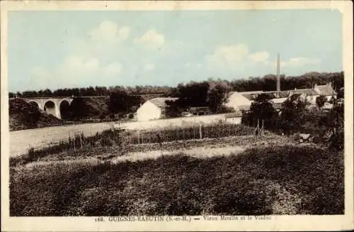 Ak Guignes Rabutin Seine et Marne, Vieux Moulin et le Viaduc