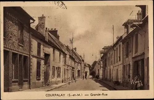 Ak Courpalay Seine et Marne, Grande Rue