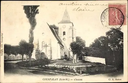 Ak Courpalay Seine et Marne, L´Eglise