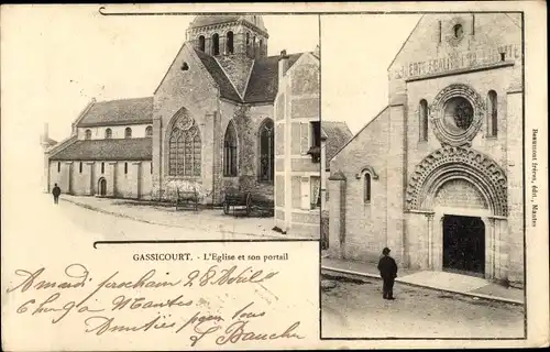 Ak Gassicourt Yvelines, Église et son Portail