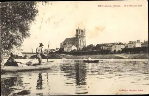 Ak Mantes la Jolie Yvelines, Vue prise en Aval