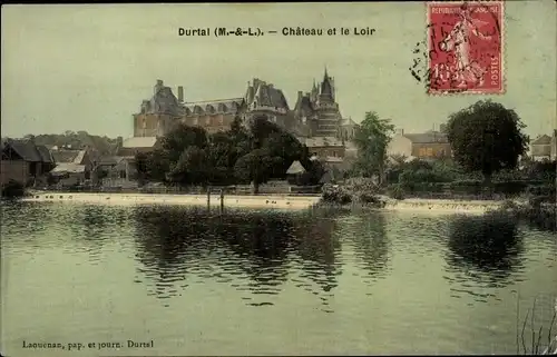 Ak Durtal Maine et Loire, Chateau et le Loir