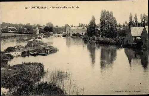 Ak Durtal Maine et Loire, Vue du Moulin sur le Loir