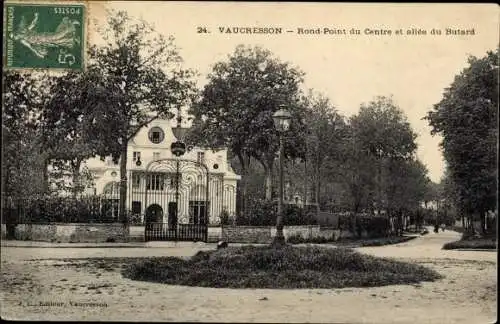 Ak Vaucresson Hauts de Seine, Rond Point du Centre et allée du Butard