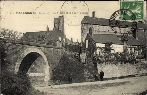 Ak Mondoubleau Loir et Cher, Le Viaduc et la Tour Penchee