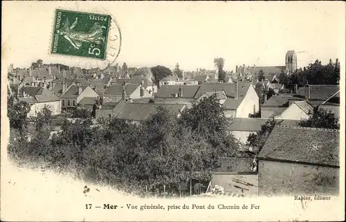 Ak Mer Loir et Cher, Vue generale, prise du Pont du Chemin de Fer