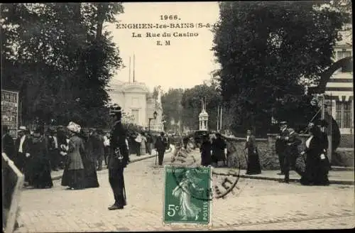 Ak Enghien les Bains Val d’Oise, Rue du Casino