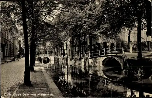 Ak Delft Südholland Niederlande, Oude Delft met Meisjeshuis