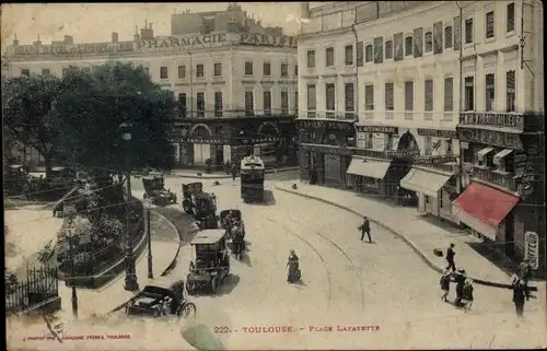 Ak Toulouse Haute Garonne, Place Lafayette, tramway