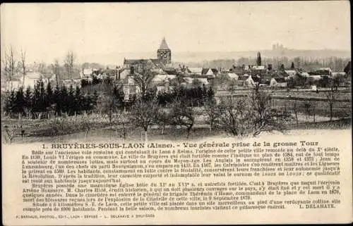 Ak Bruyeres sous Laon Aisne, Vue générale prise de la grosse Tour