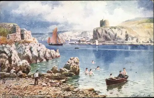 Künstler Ak Plymouth South West England, Batten Point from Tinside, Tuck 7954