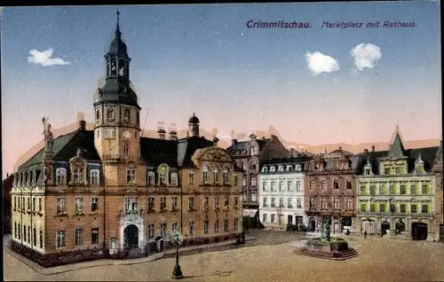Ak Crimmitschau in Sachsen, Marktplatz mit Rathaus, Ottmar Zieher 5361