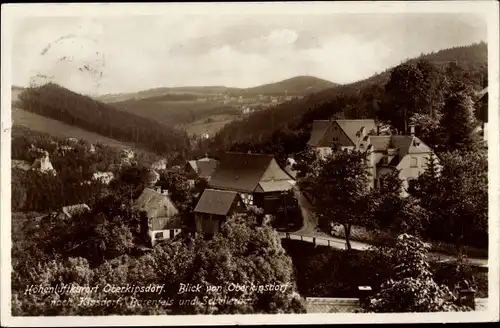 Ak Oberkipsdorf Altenberg im sächsischen Erzgebirge, Blick von Oberkipsdorf nach Kipsdorf, Bärenfels