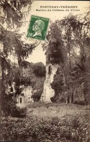 Ak Fontenay Trésigny Seine et Marnes, Ruines du Chateau du Vivier