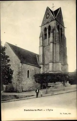 Ak Fontaine le Port Seine et Marne, L´Eglise