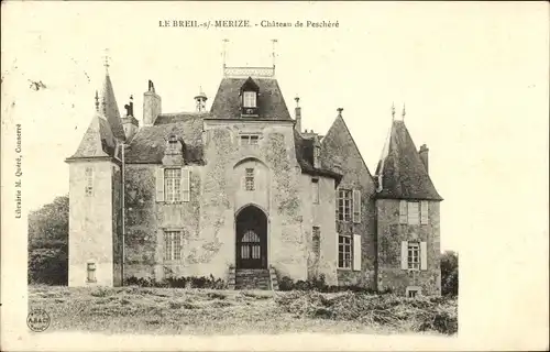 Ak Le Breil sur Merize Sarthe, Chateau de Peschere