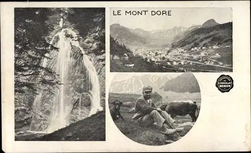 Ak Le Mont Dore Puy de Dôme, Vue générale, Cascade, Berger