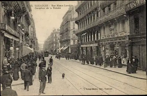 Ak Toulouse Haute Garonne, Rue Alsace Lorraine, Carrefour de la Pomme