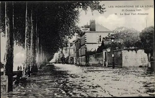 Ak Le Quai du Fort Alleaume Loiret, Les Inondations de la Loire, 21 Octobre 1907