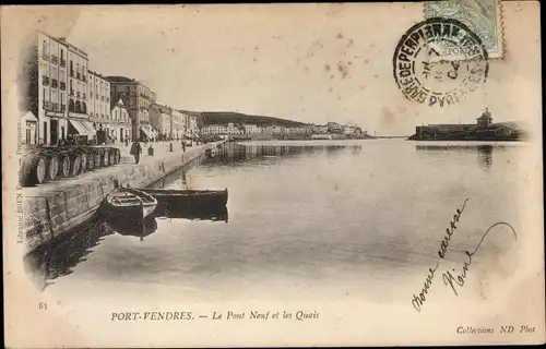 Ak Port Vendres Pyrenees Orientales, Le Pont Neuf et les Quais